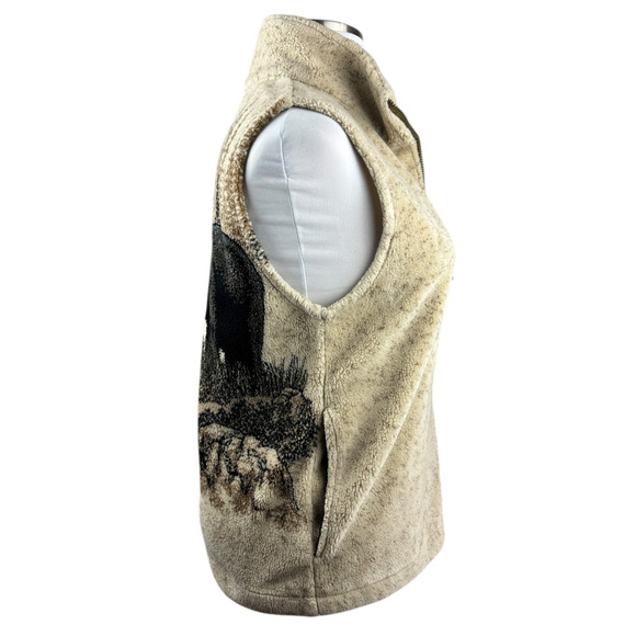 Vintage Northern Lifestyles Canada Bear Graphic Vest Plush Full Zip Size Small - Picture 7 of 13